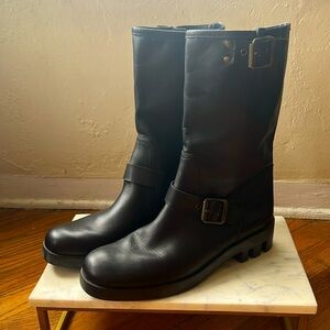 Michael Kors Black Leather Moto Boots, Woman’s Size 9